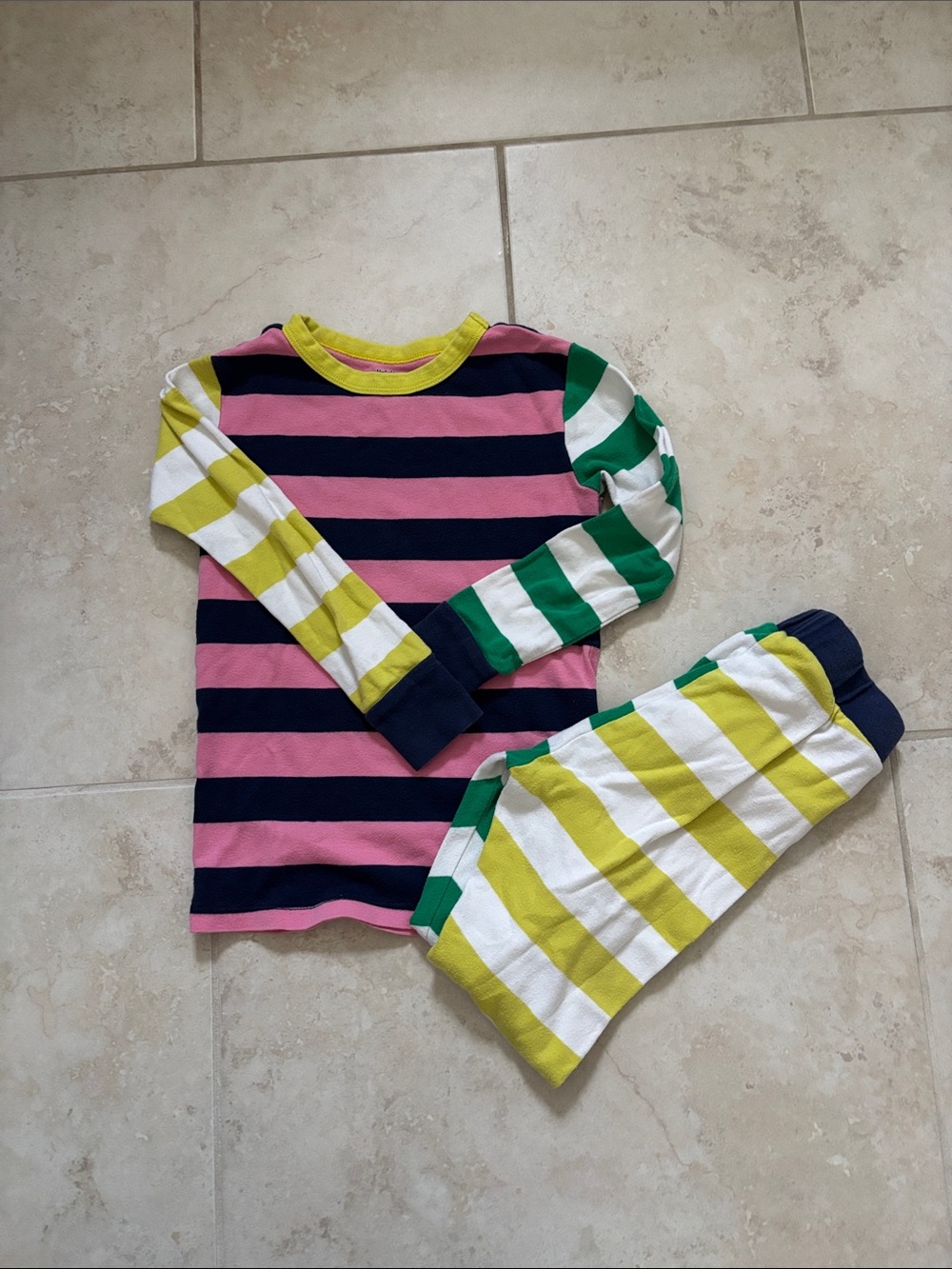GAP Striped Two-Piece Pajama Set - Pink, Navy & Green